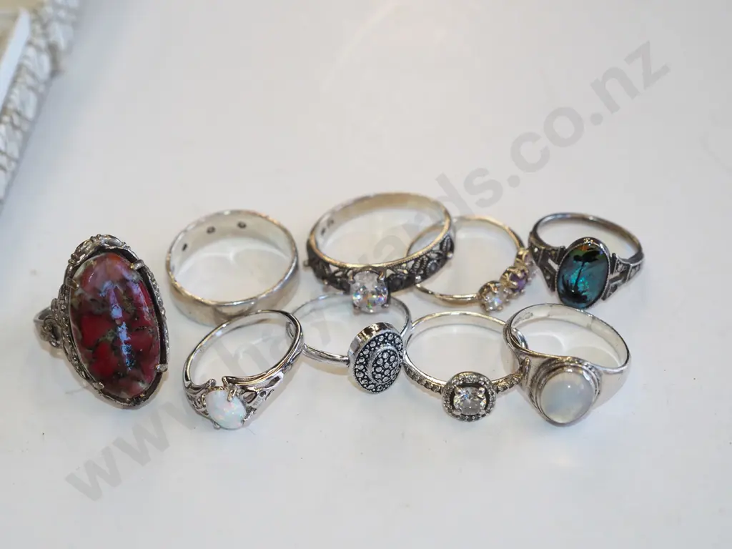 assorted sterling silver and silver plated rings Image 1++