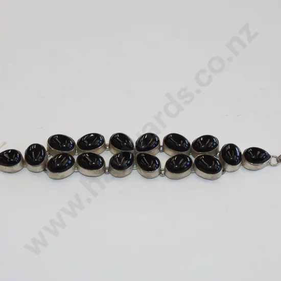 sterling silver and black stone bracelet