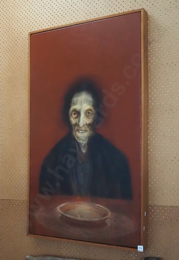 framed oil - old woman and bowl Image 1++
