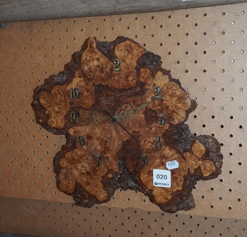 burr wood wall clock Image 1++