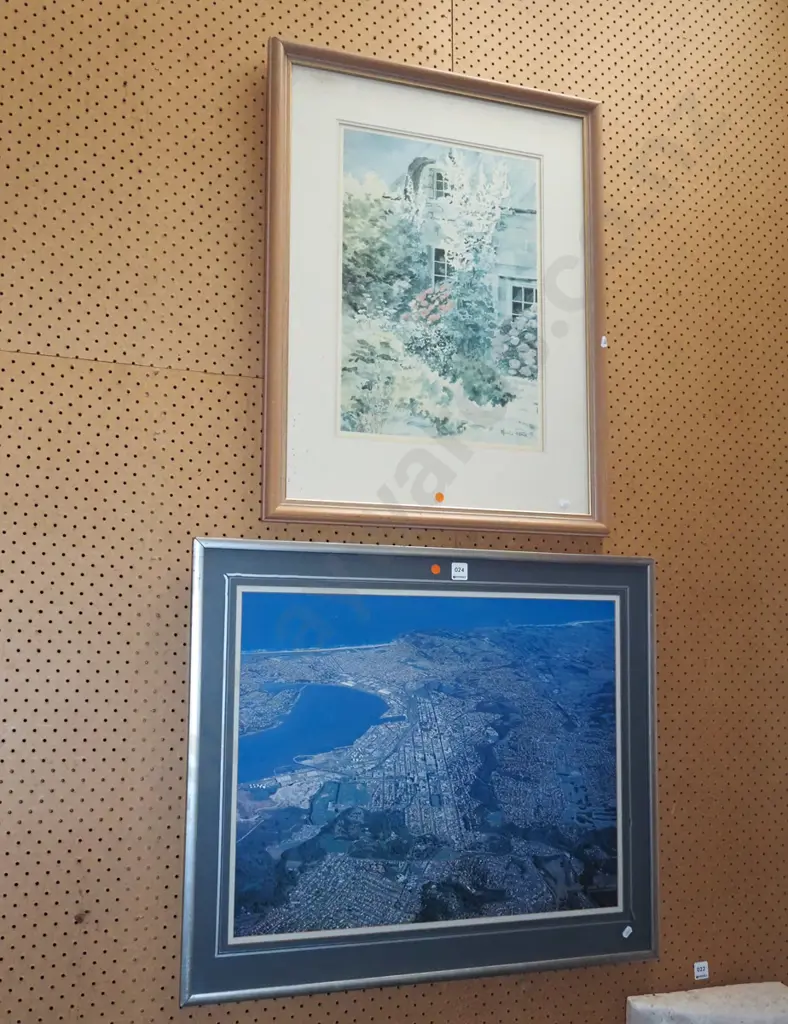 framed garden print, framed aerial photo Dunedin - orange dots Image 1++