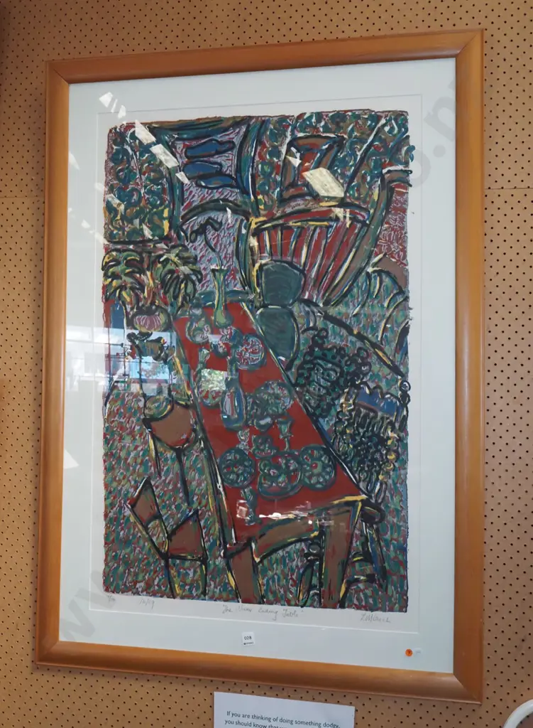 framed LM Beech ltd edition print 8/10 - The Never Ending Table H1050 W680 Image 1++