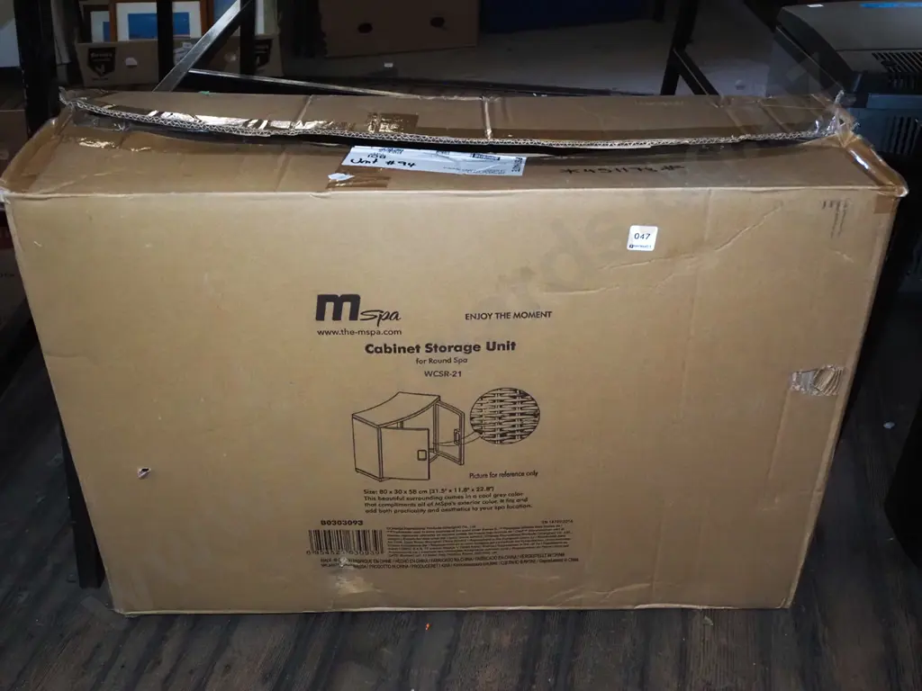 yet to be assembled woven grey spa cabinet storage unit Image 1++