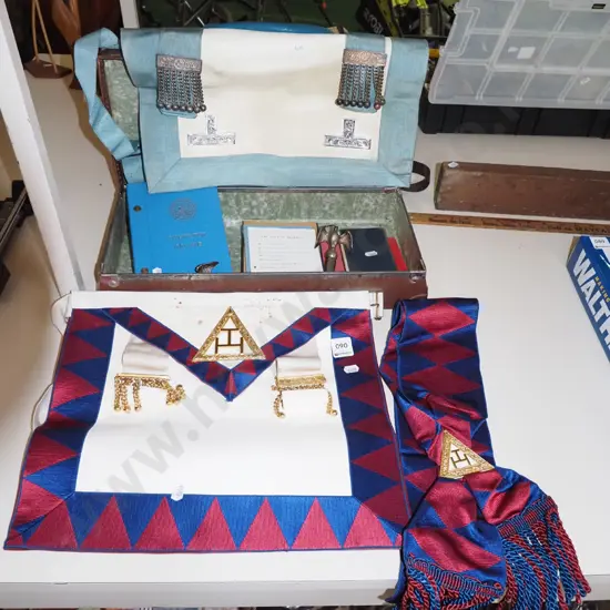 suitcase of lodge regalia, books