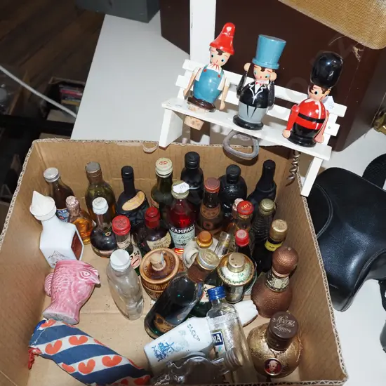 box of spirit miniatures - full, part full and empty