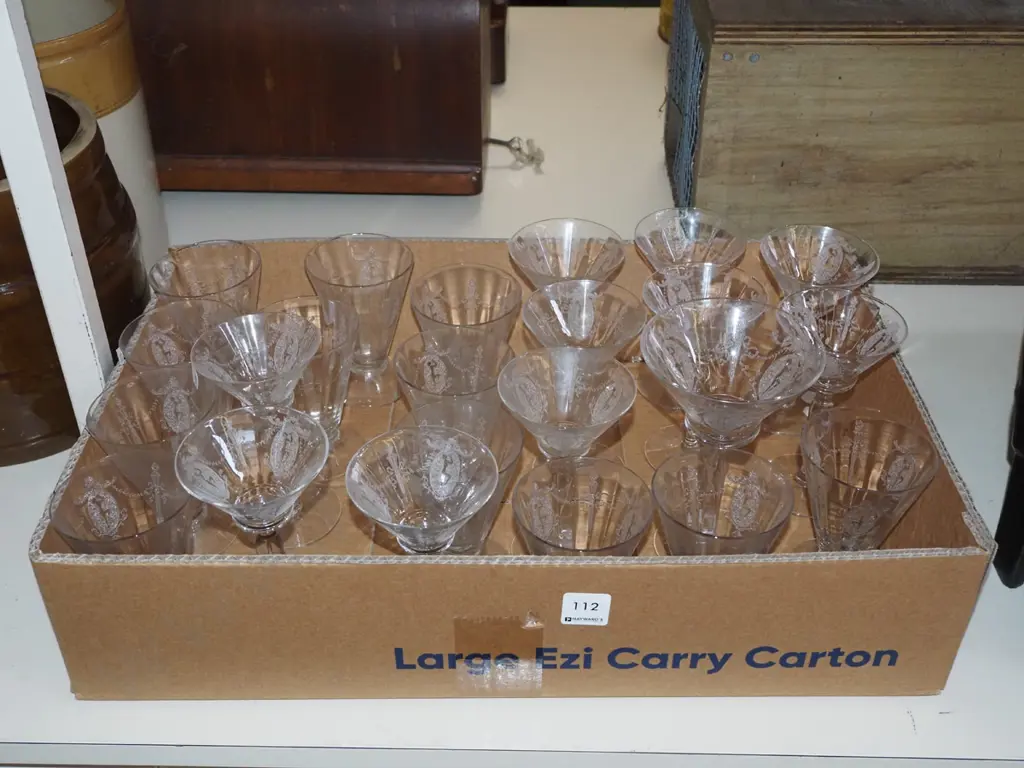 box of etched crystal  tumblers and glasses Image 1++