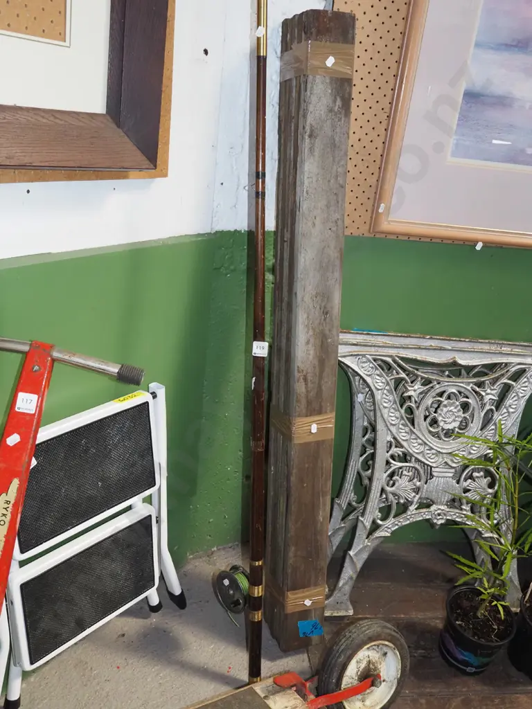 vintgae wooden surfcaster with reel - no top section Image 1++