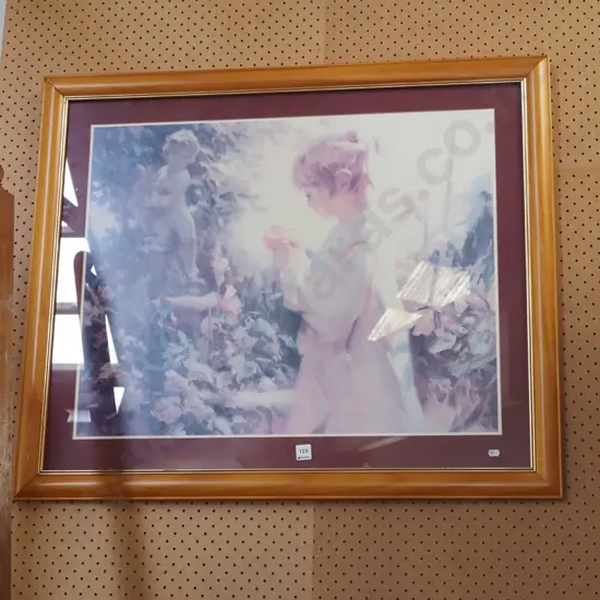 framed print - girl in garden - fading