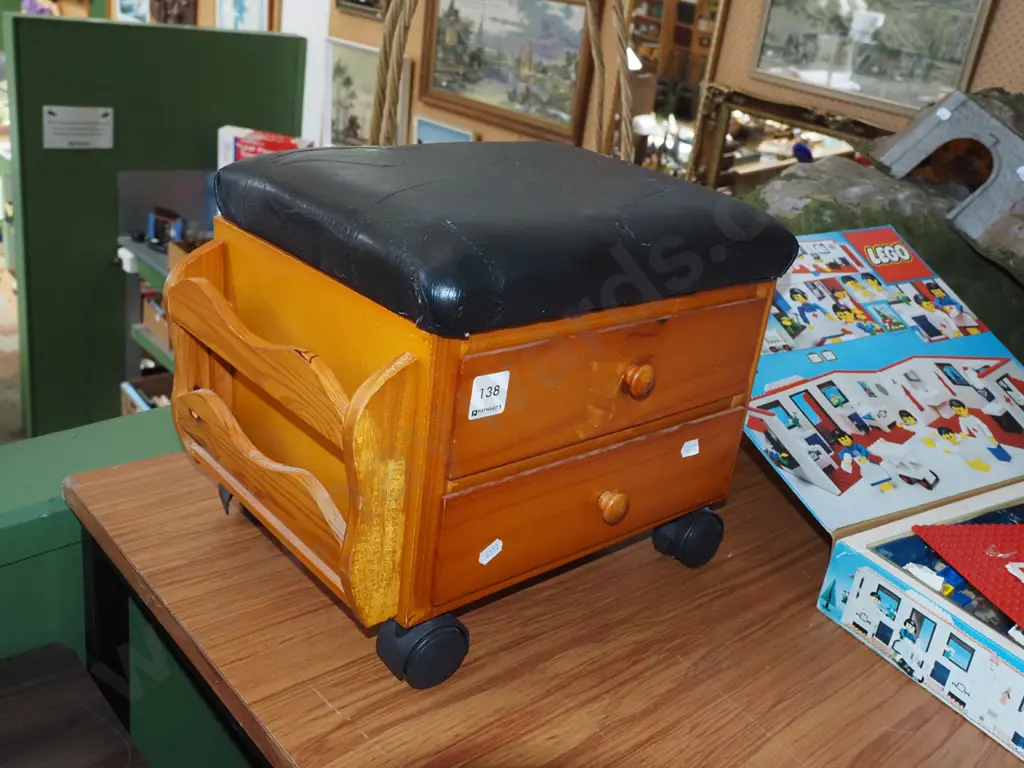 unusual small storage footstool on casters H280 Image 1++