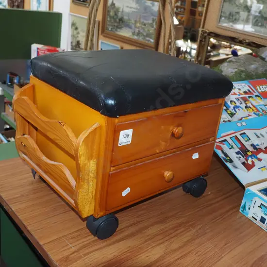 unusual small storage footstool on casters H280