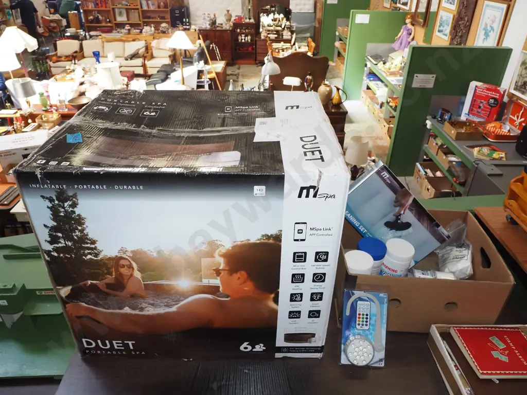 box; as new M Spa portable spa with additional box of accessories Image 1++