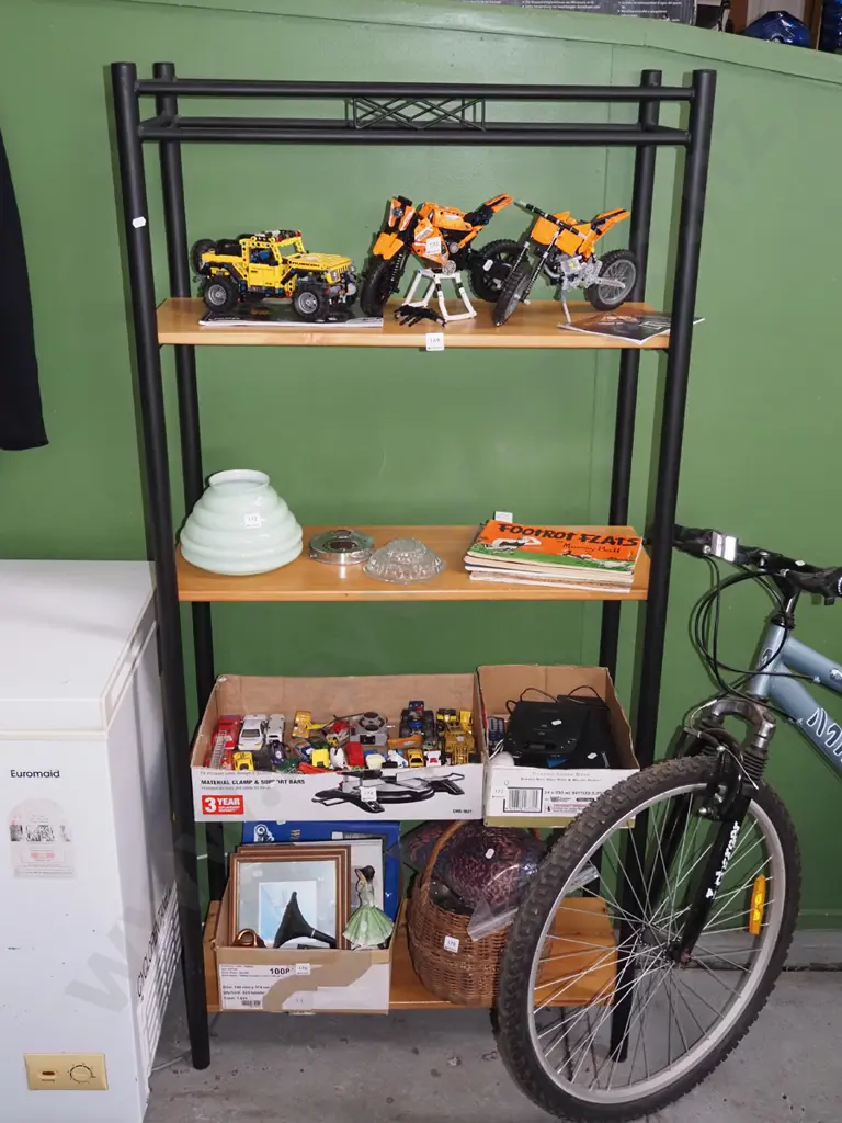 metal and wood display shelves/bookcase H690 W790 D360 Image 1++