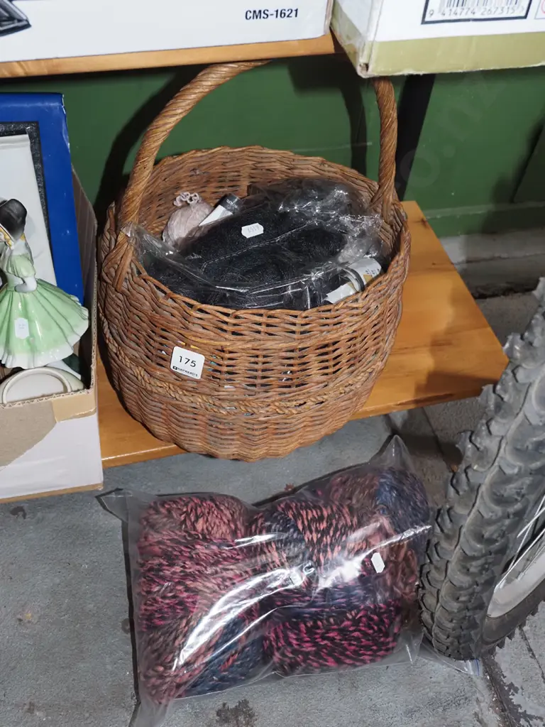 cane basket, knitting yarn Image 1++