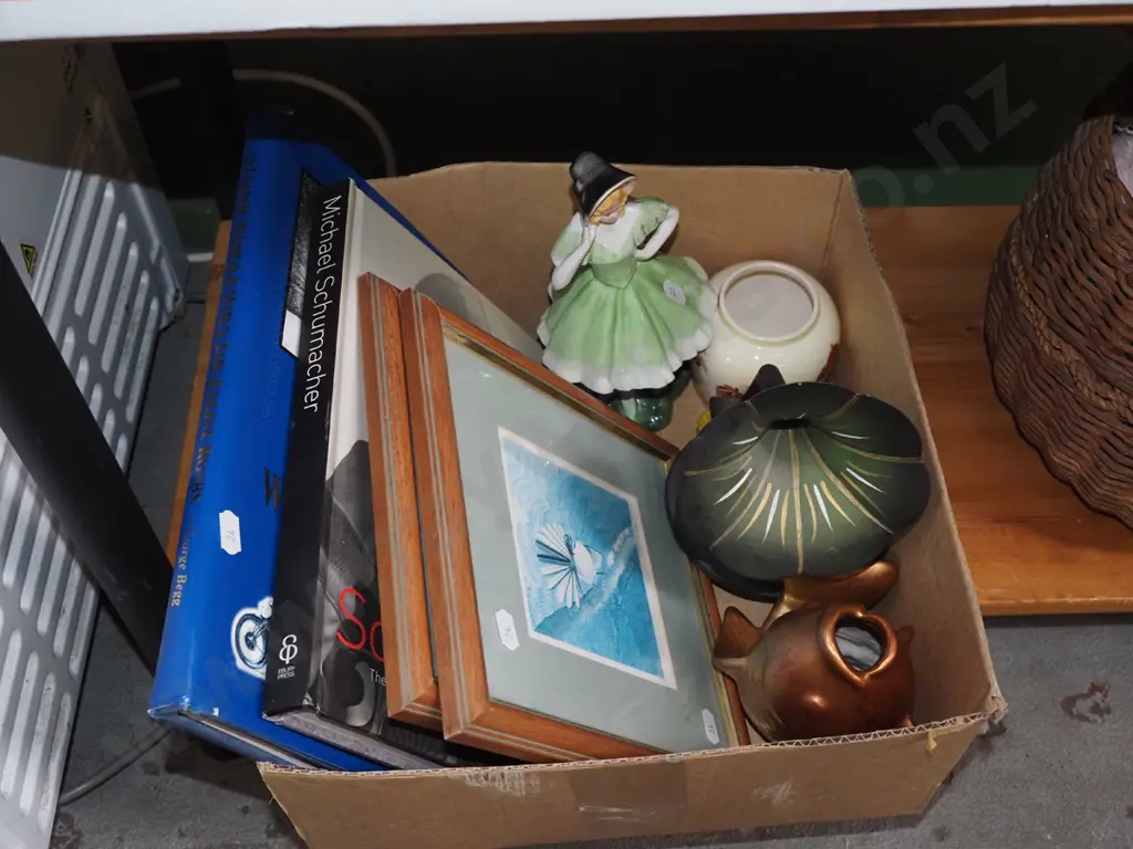 box; ceramic figurine, prints, books etc Image 1++