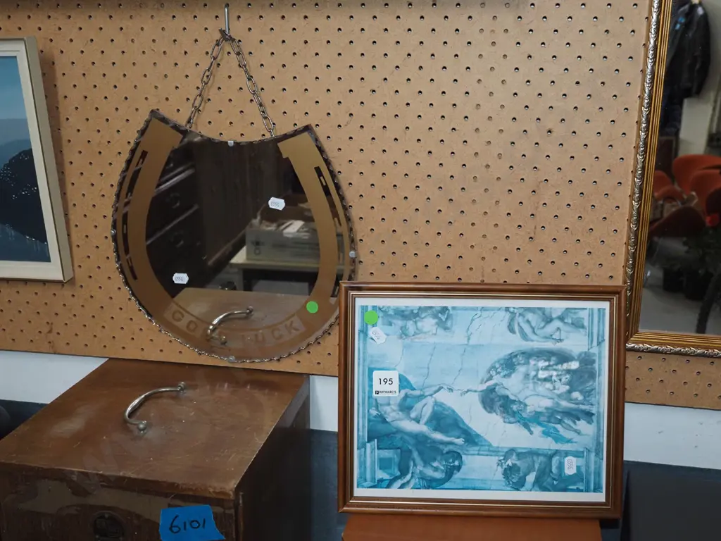 framed Michelangelo print, mirror horse shoe - green dots Image 1++