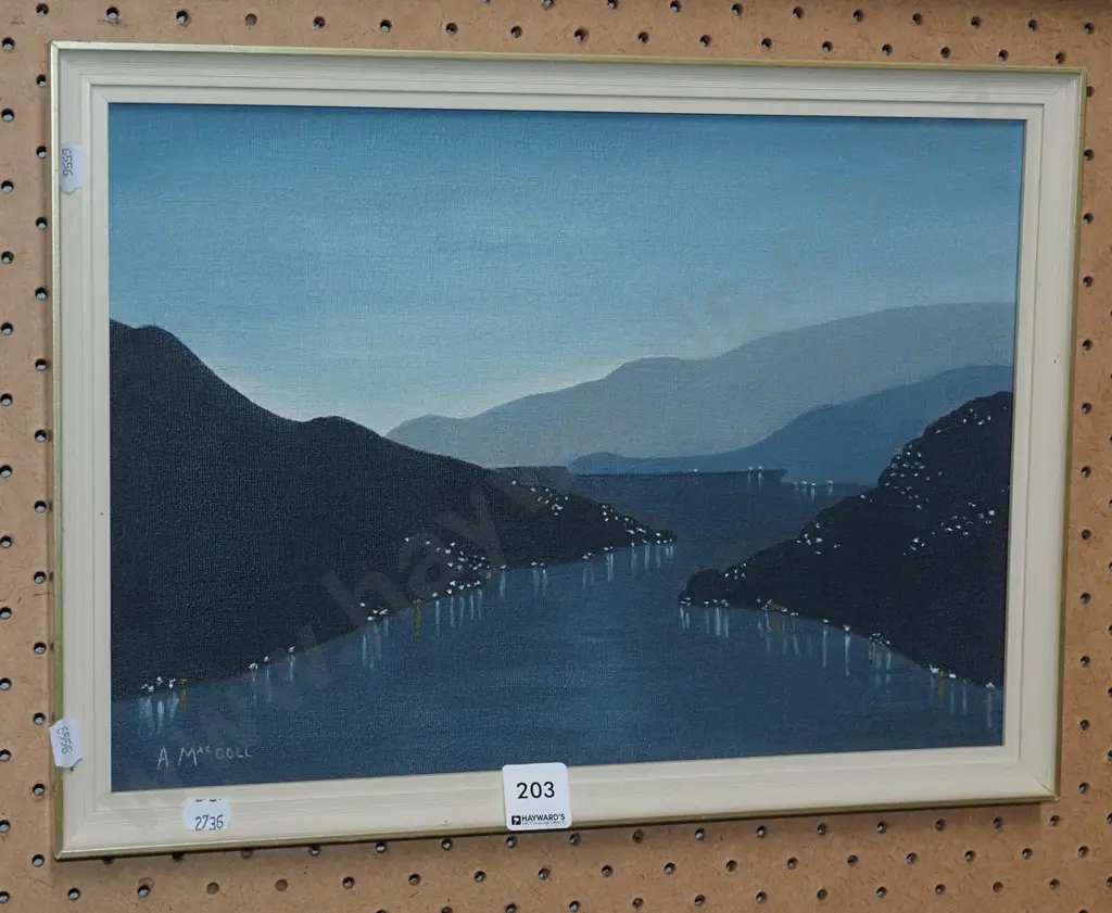 framed oil - Otago Harbour at dusk H245 Image 1++