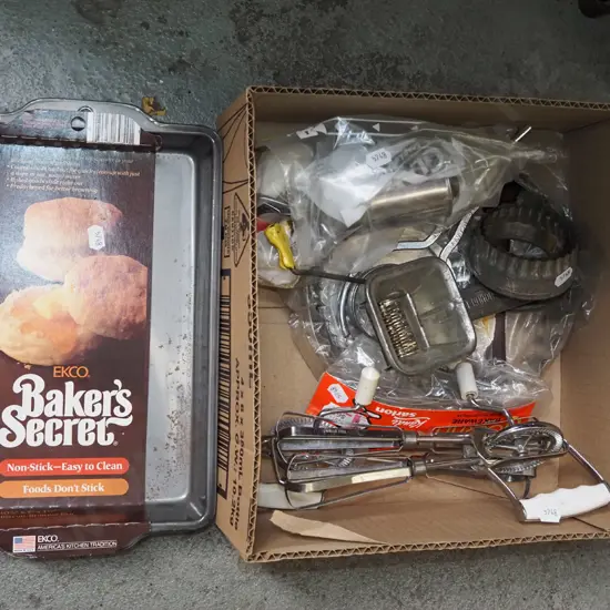 box; baking trays, hand beater etc