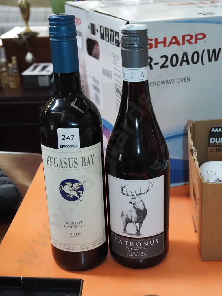 2x bottles of wine; Pegasus Bay caberlet merlot 2019, Patronus grenache 2023 Image 1++