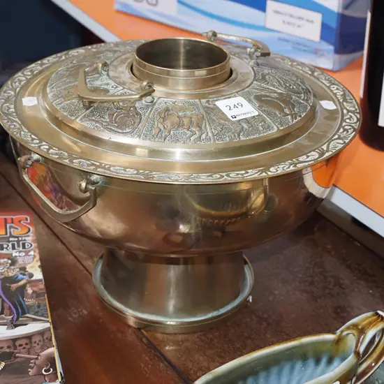 vintage brass hot pot
