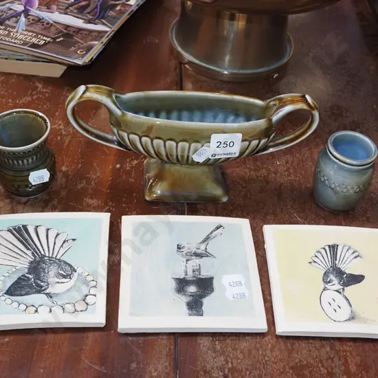 3x fantail wall tiles, 3x Irish porcelain