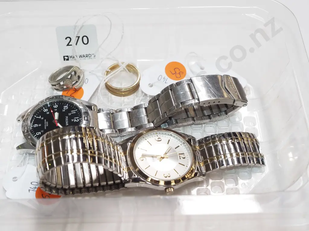 tray; 2x watches- 1 broken, 2x rings Image 1++