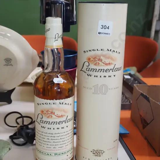 bottle of 700ml Lammerlaw New Zealand 10 year old single malt whisky
