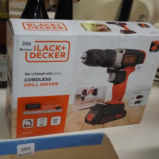 boxed as new Black & Decker 18V cordless drill