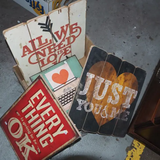 box; various prints on board