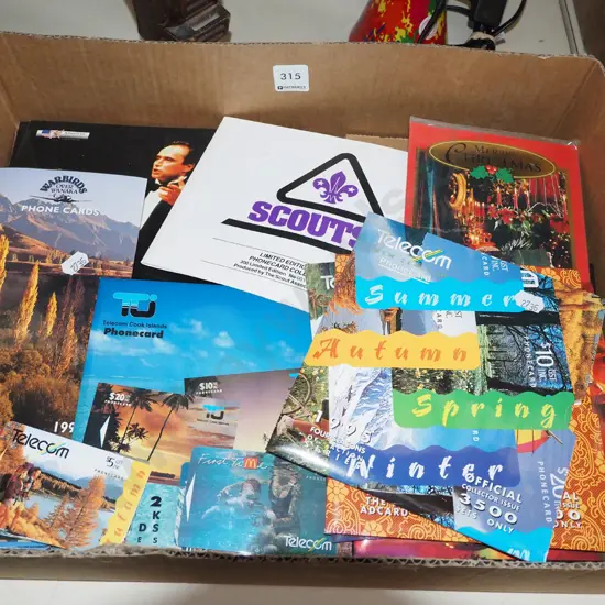 box; Telecom phone cards