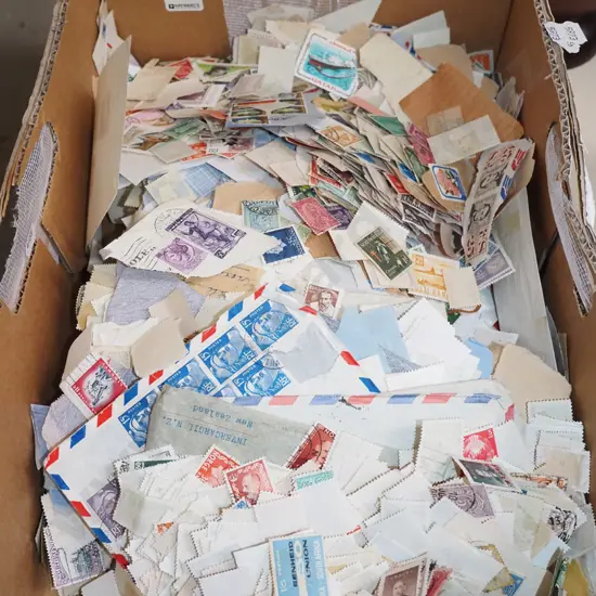 box of loose stamps