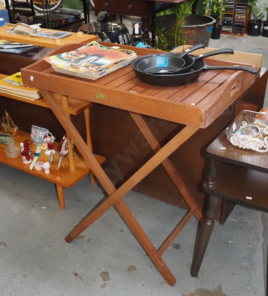 hardwood butler's tray and stand Image 1++