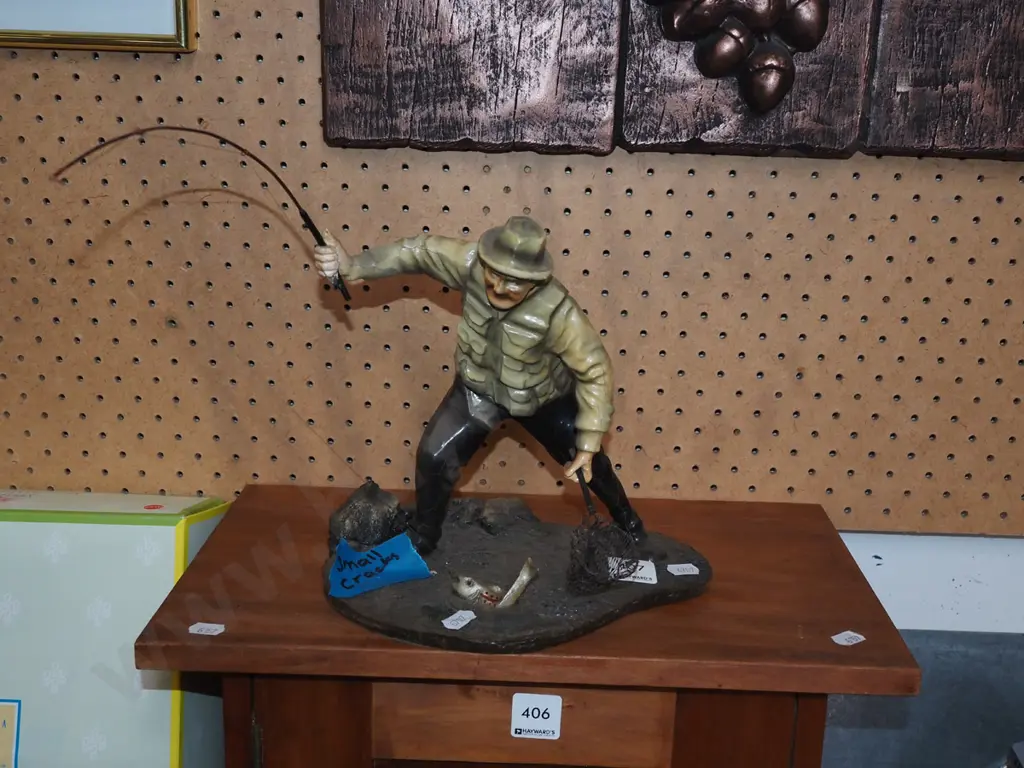 fly fishing figurine - cracks and damage H240 Image 1++