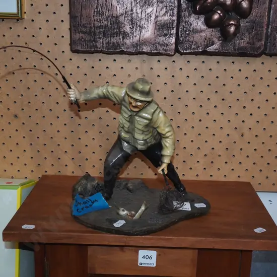 fly fishing figurine - cracks and damage H240