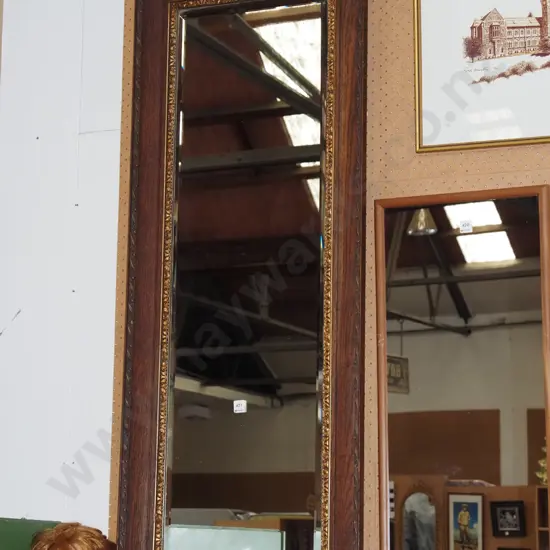 large oak framed wall mirror H1390