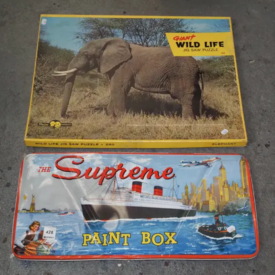 Supreme watercolour paint box, giant jigsaw