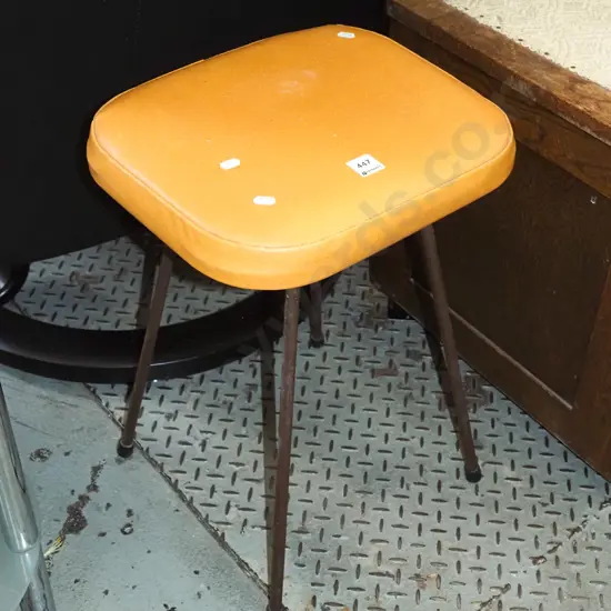 orange vinyl upholstered stool