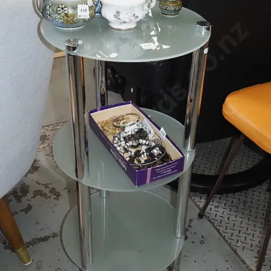 chrome and glass cylindrical bathroom shelves H765 Diam350