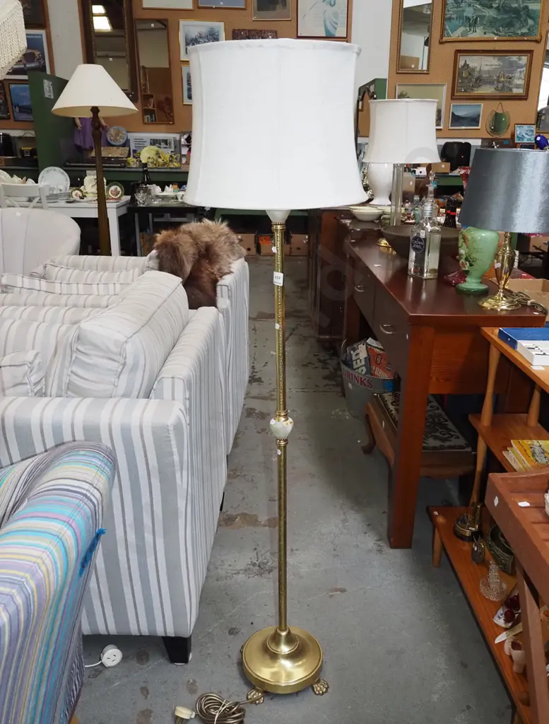 brass and marble standard lamp  Image 1++