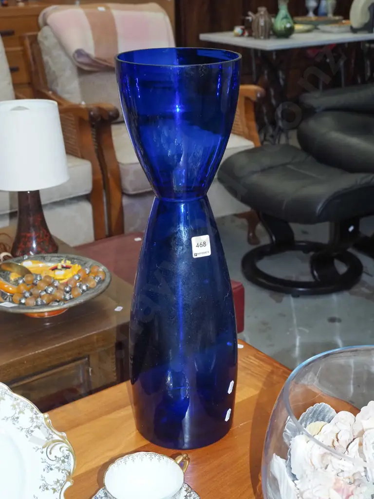 tall blue glass vase H500 Image 1++