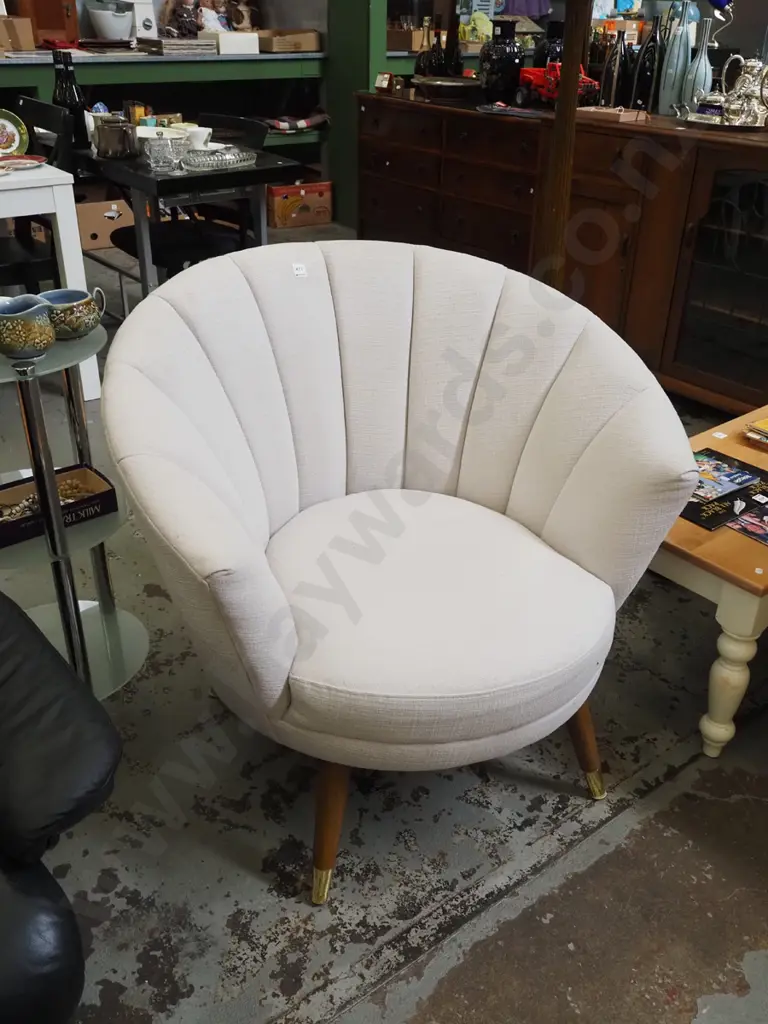cream upholstered tub chair Image 1++
