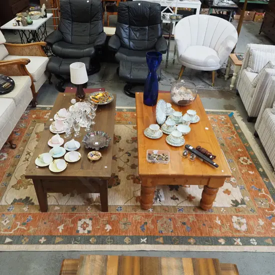 woollen floral patterned floor mat - creams, rust orange and greens L2870 W1940