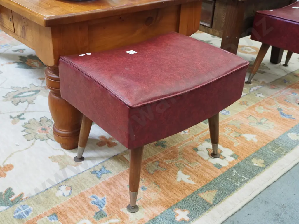 burgundy vinyl footstool Image 1++