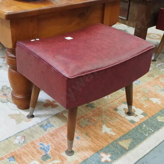 burgundy vinyl footstool