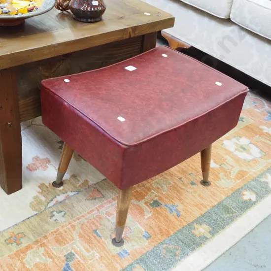 burgundy vinyl footstool