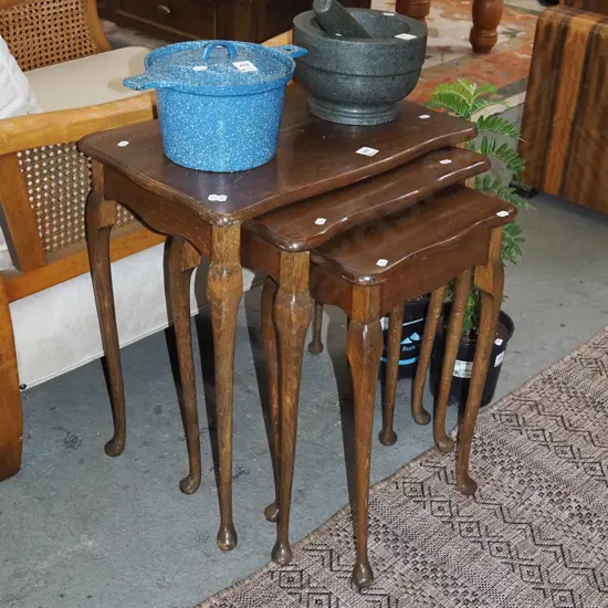 mahogany nest of 3 tables