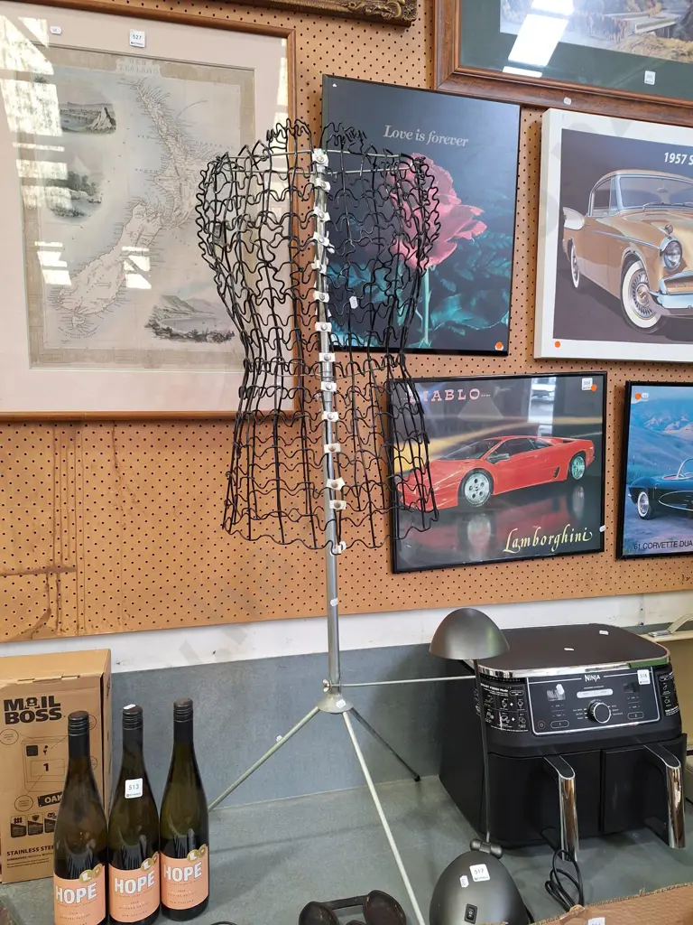 vintage wire dress form on stand Image 1++
