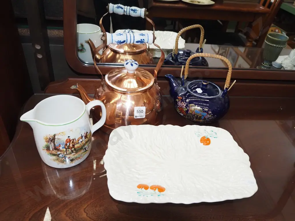 copper kettle, Beswick footed dish, jug, teapot Image 1++
