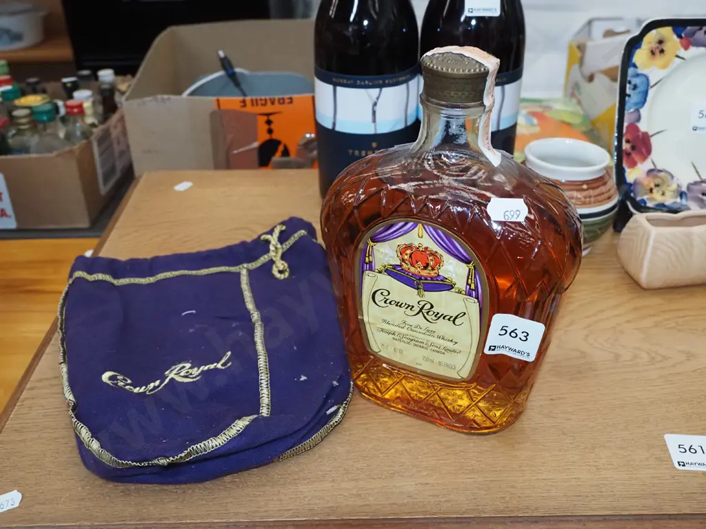 bottle of 750ml Canadian Crown Royal whisky with bag Image 1++