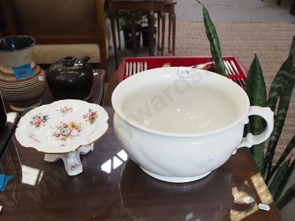 Adams and Sons chamber pot, Hammersley floral footed dish H90 Image 1++