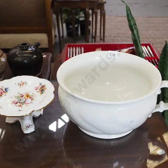 Adams and Sons chamber pot, Hammersley floral footed dish H90